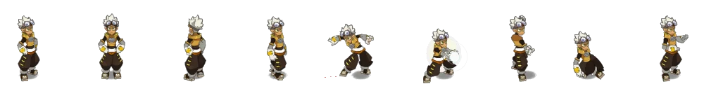 The male Foggernaut in game: standing, walking, hit, casting and emotes