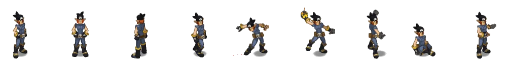 The male Rogue in game: standing, walking, hit, casting and emotes